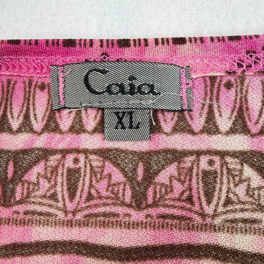Y2K Caia Patchwork Print Top Sz XL Pink Stretch Boho Indie Hippie Cottage Folksy - Picture 6 of 8